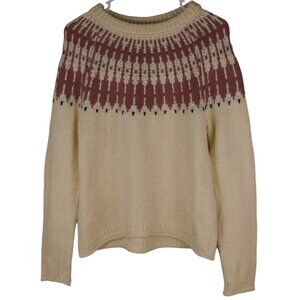 Madewell Fair Isle Keaton Nordic Cotton Alpaca Cottage Chunky Pullover Sweater S